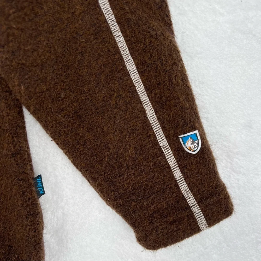 Kuhl Alfpaca 1/4 zip pullover Men XL Brown cream stitching pockets outdoor